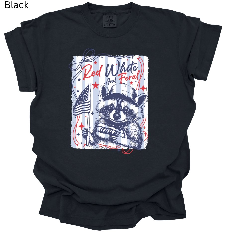 Red, White, & Feral Comfort Colors Tee