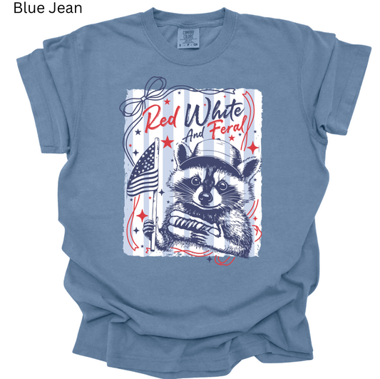 Red, White, & Feral Comfort Colors Tee