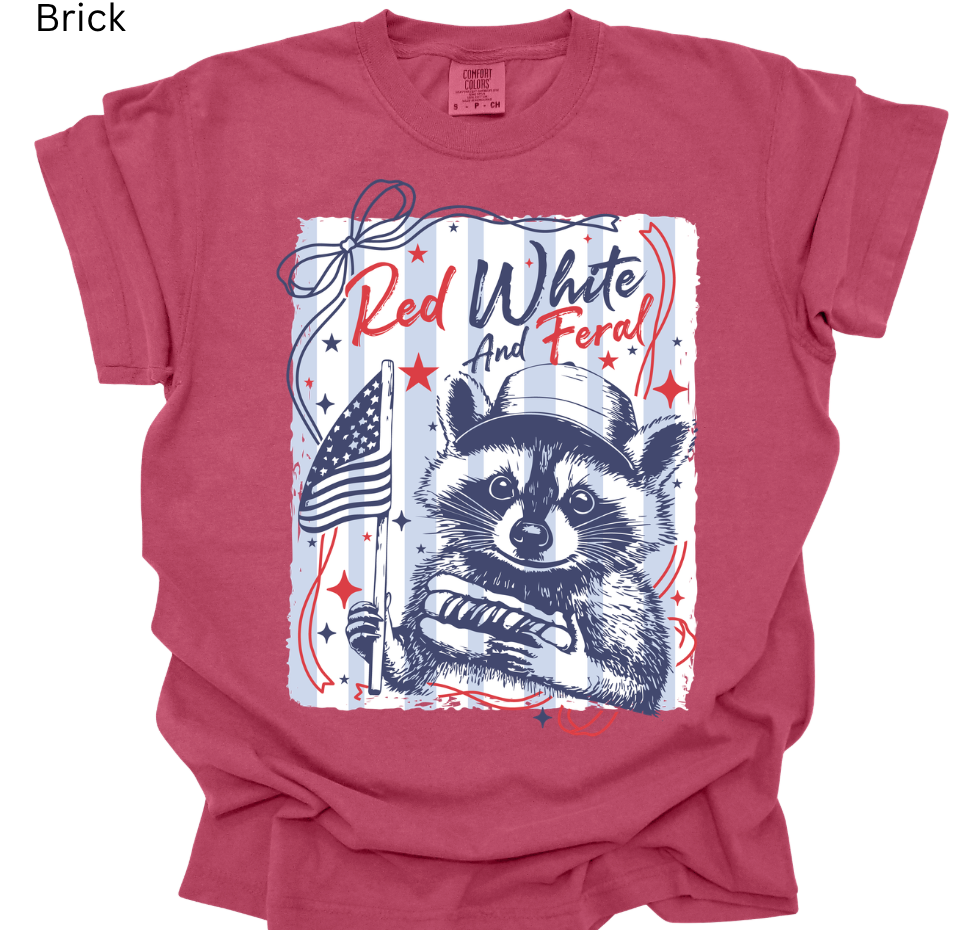 Red, White, & Feral Comfort Colors Tee
