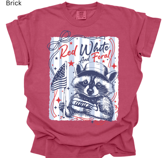 Red, White, & Feral Comfort Colors Tee