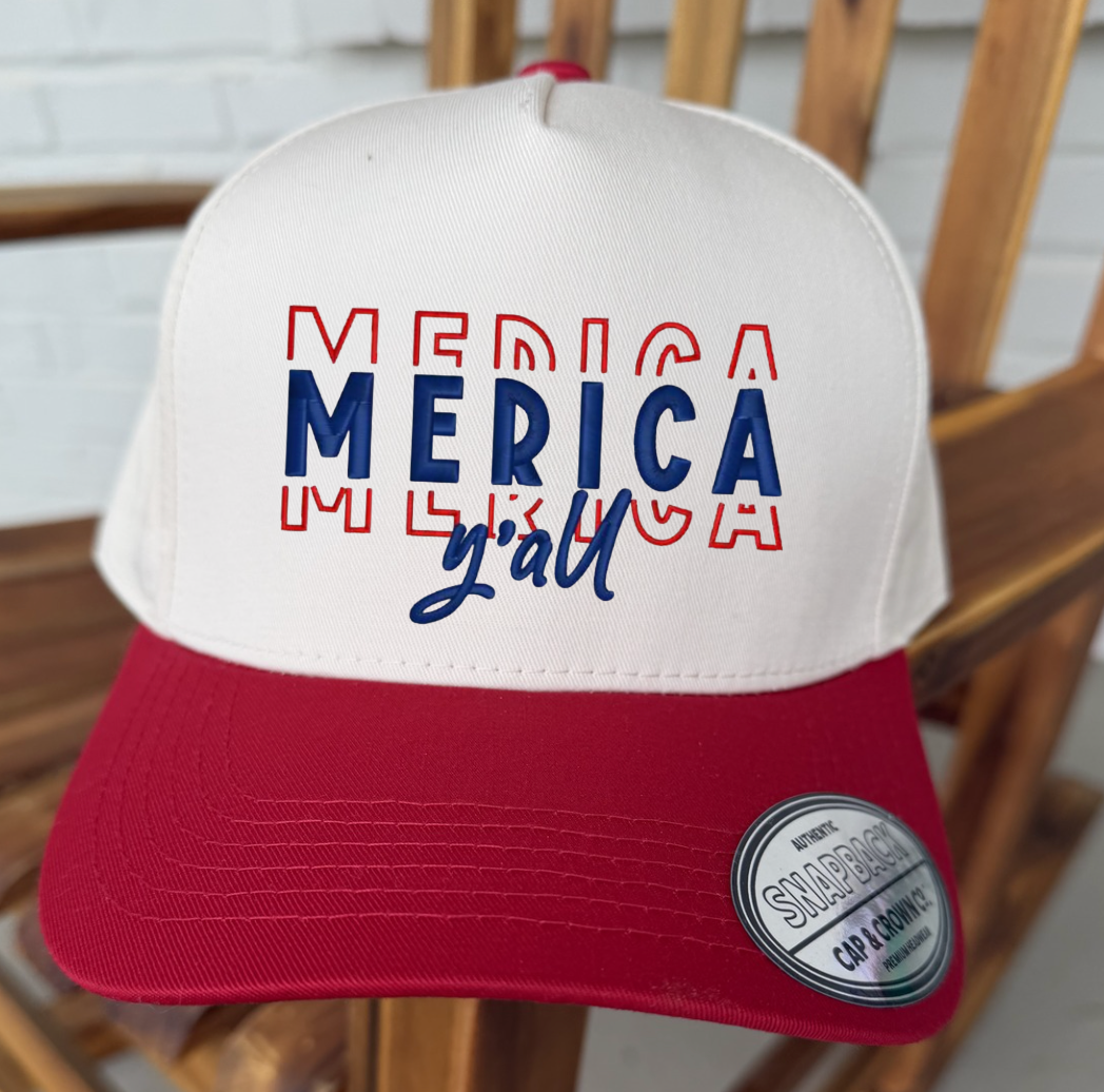 Merica Y'all Embroidered Hat
