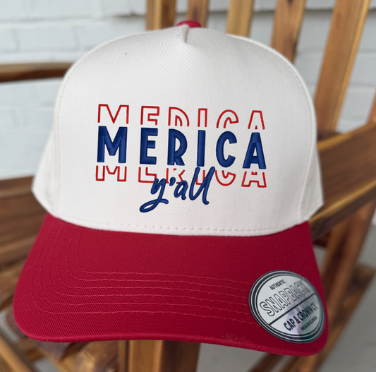 Merica Y'all Embroidered Hat