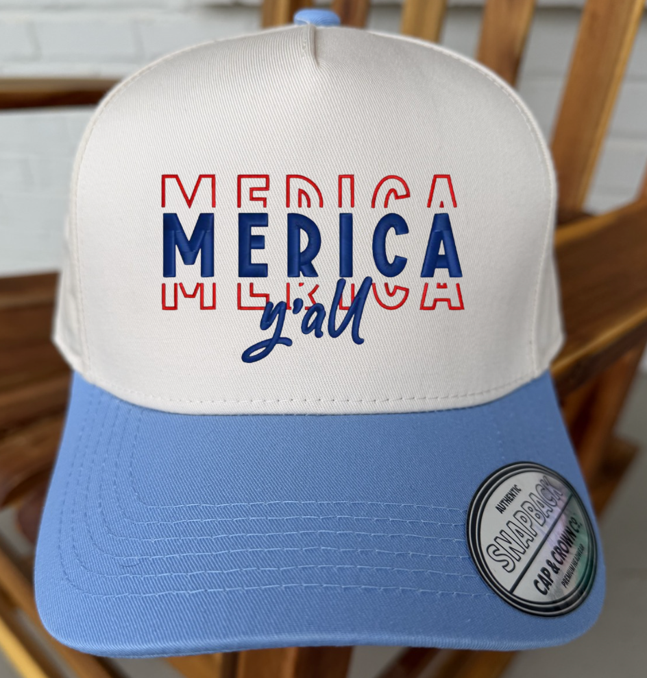 Merica Y'all Embroidered Hat