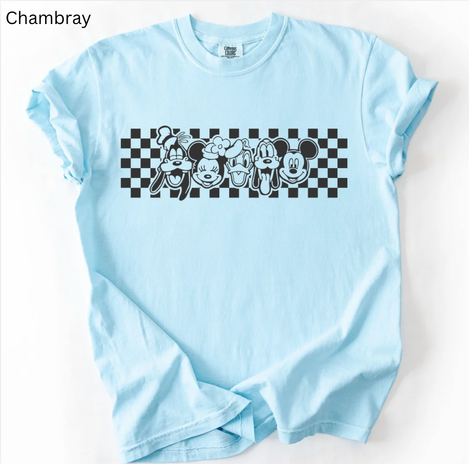 Mickey and Friends Checkered Tee