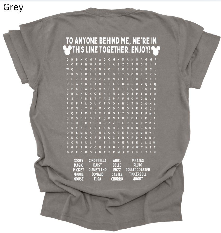 Disney Crossword Puzzle Tee