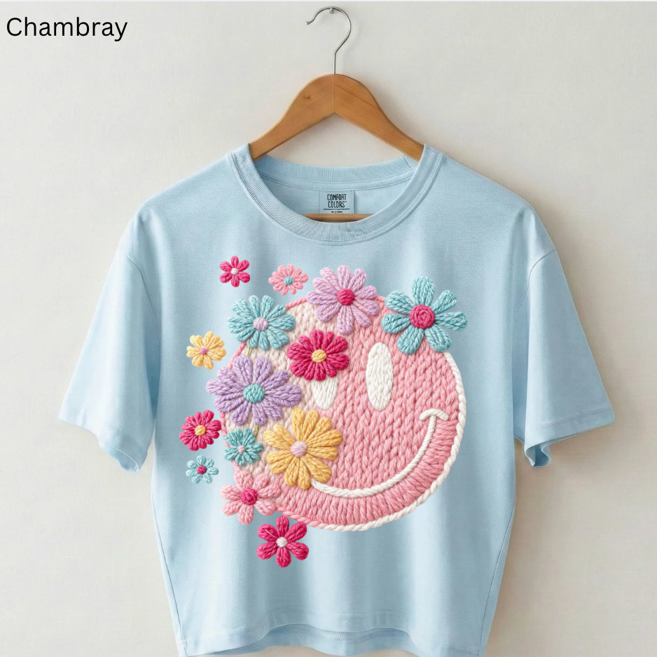 Faux Crochet Smiley Tee