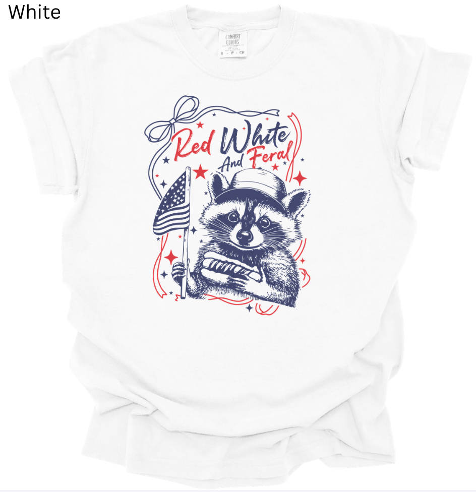 Red, White, & Feral Comfort Colors Tee
