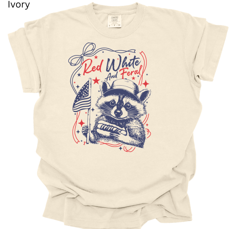 Red, White, & Feral Comfort Colors Tee