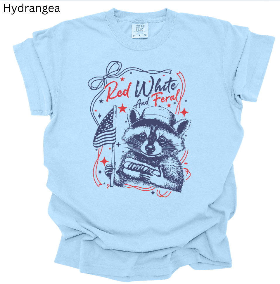 Red, White, & Feral Comfort Colors Tee