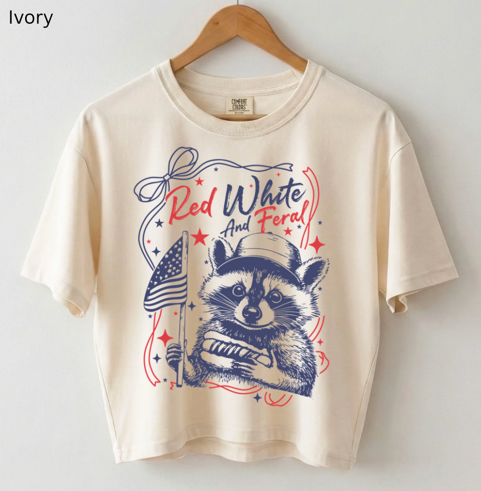 Red, White, & Feral Comfort Colors Tee